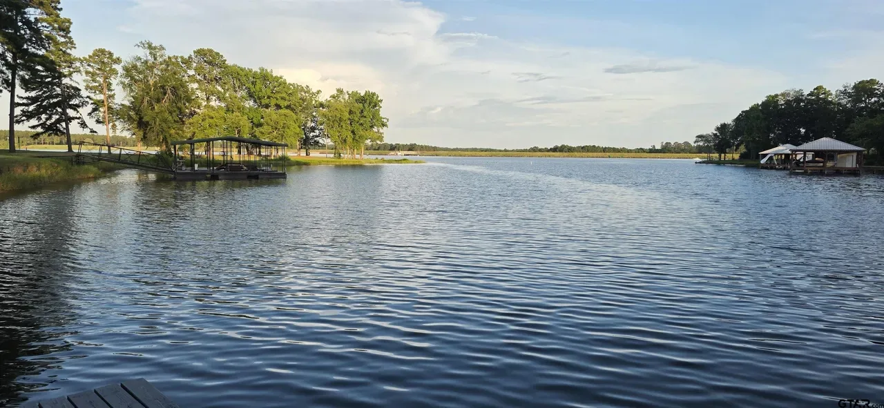 Wide open-water view across the cove from the private dock at 644 An County Road 3009 on Lake Palestine in Frankston TX