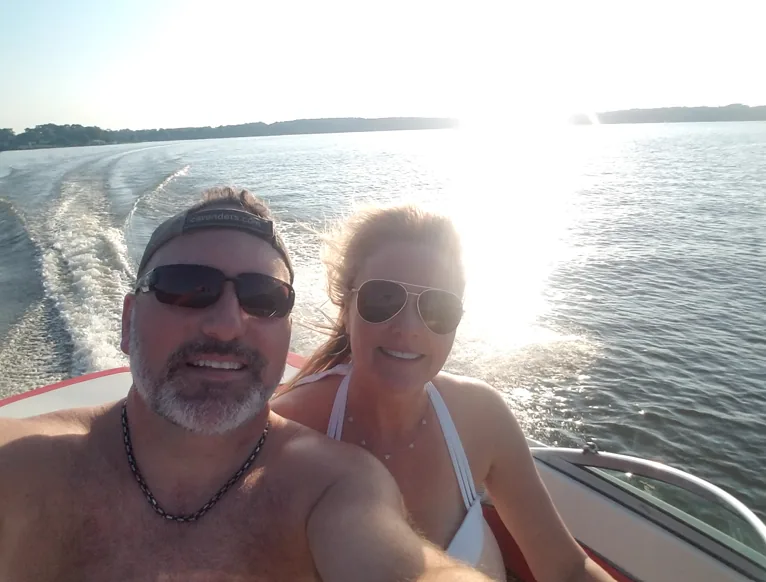 Boating on Lake Palestine East Texas on a sunny day